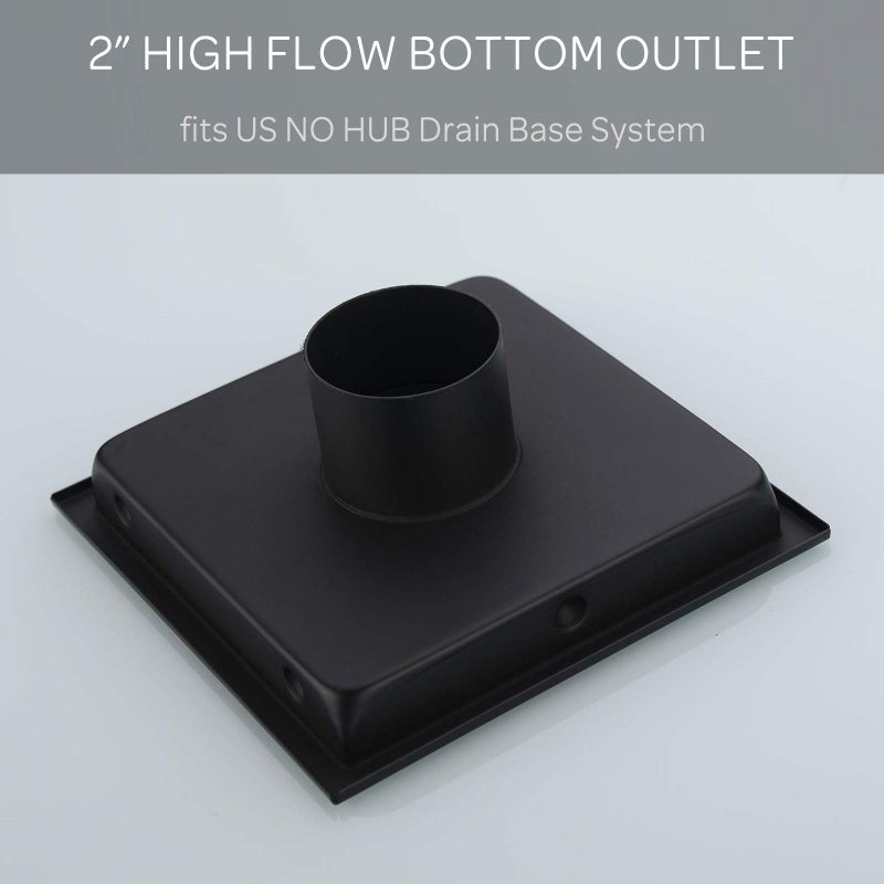 Orhemus 304 Stainless Steel Square Shower Floor Drain with Tile Insert Grate Removable Cover 6 inch Long, Matte Black Plated Finished - Image 3